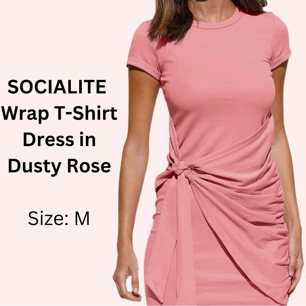 NWOT Women’s Summer Mini Wrap Tee Shirt Dress size M in Pink